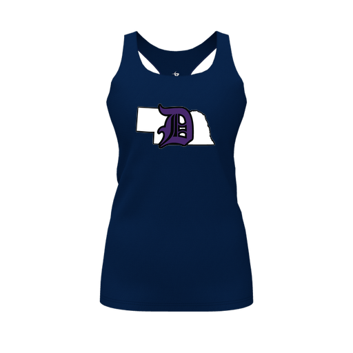 [CUS-DFW-RCBK-PER-NVY-FYS-LOGO1] Racerback Tank Top (Female Youth S, Navy, Logo 1)
