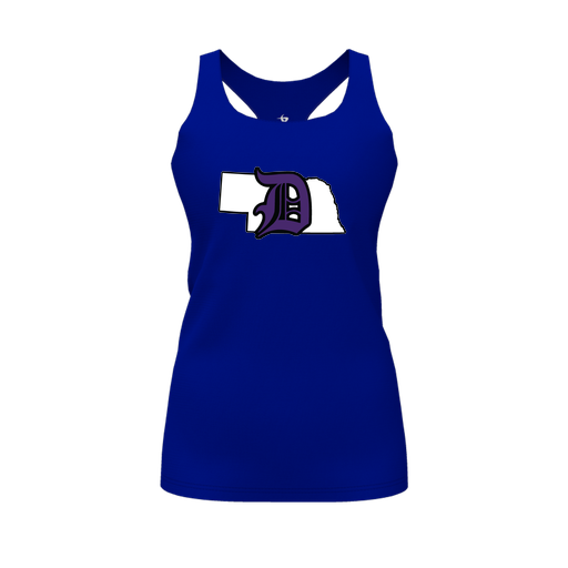 [CUS-DFW-RCBK-PER-RYL-FYS-LOGO1] Racerback Tank Top (Female Youth S, Royal, Logo 1)