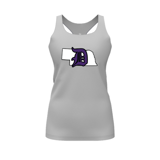 [CUS-DFW-RCBK-PER-GRY-FYS-LOGO1] Racerback Tank Top (Female Youth S, Gray, Logo 1)