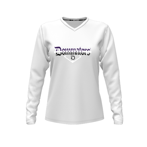 [CUS-DFW-TEES-CMF-VNK-LSL-WHT-FYXS-LOGO3] Decker Comfort T-Shirt (Female Youth XS, White, V Neck, Logo 3, Long Sleeve)