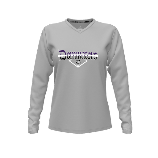 [FTLVPTGY-FYXS-LOGO3] Decker Performance T-Shirt (Female Youth XS, Gray, V Neck, Logo 3, Long Sleeve)