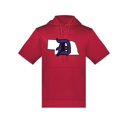 [6871.083.S-LOGO1] Men's Dri Fit Short Sleeve Hoodie (Adult S, Red, Logo 1)