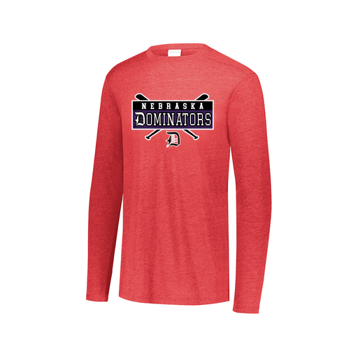 [FTLCUBRD-AXS-LOGO2] Decker Men's Tri-Blend T-Shirt - Long Sleeve (Adult XS, Red, Logo 2)