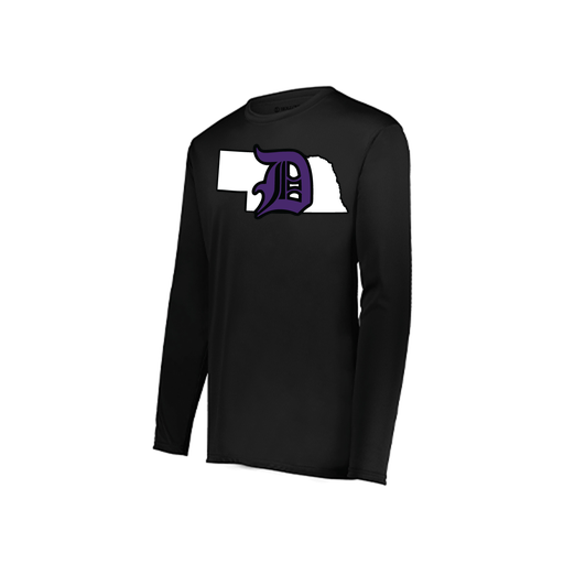 [222823.080.S-LOGO1] Youth LS Smooth Sport Shirt (Youth S, Black, Logo 1)