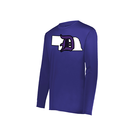 [222823.747.S-LOGO1] Youth LS Smooth Sport Shirt (Youth S, Purple, Logo 1)