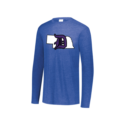 [FTLCUBRY-YS-LOGO1] Decker Youth Tri-Blend T-Shirt - Long Sleeve (Youth S, Royal, Logo 1)