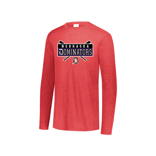 [FTLCUBRD-YS-LOGO2] Decker Youth Tri-Blend T-Shirt - Long Sleeve (Youth S, Red, Logo 2)