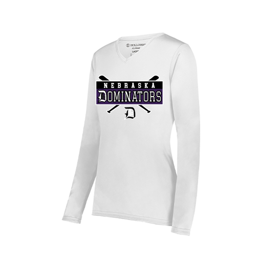 [222824.005.S-LOGO2] Ladies LS Smooth Sport Shirt (Female Adult S, White, Logo 2)