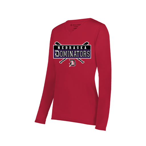 [222824.083.S-LOGO2] Ladies LS Smooth Sport Shirt (Female Adult S, Red, Logo 2)