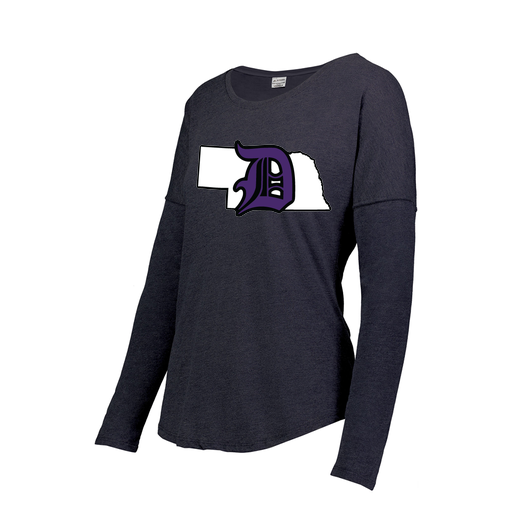 [FTLCUBNV-FAXS-LOGO1] Decker Women's Tri-Blend T-Shirt - Long Sleeve (Female Adult XS, Navy, Logo 1)