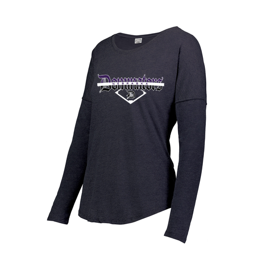 [FTLCUBNV-FAXS-LOGO3] Decker Women's Tri-Blend T-Shirt - Long Sleeve (Female Adult XS, Navy, Logo 3)