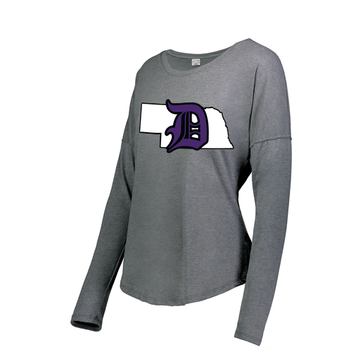 [FTLCUBGY-FAXS-LOGO1] Decker Women's Tri-Blend T-Shirt - Long Sleeve (Female Adult XS, Gray, Logo 1)